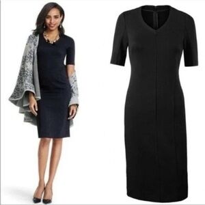 Cabi 3101 Claire Ponte Sheath Knit Dress Short Sleeve Stretchy in Black Size 8